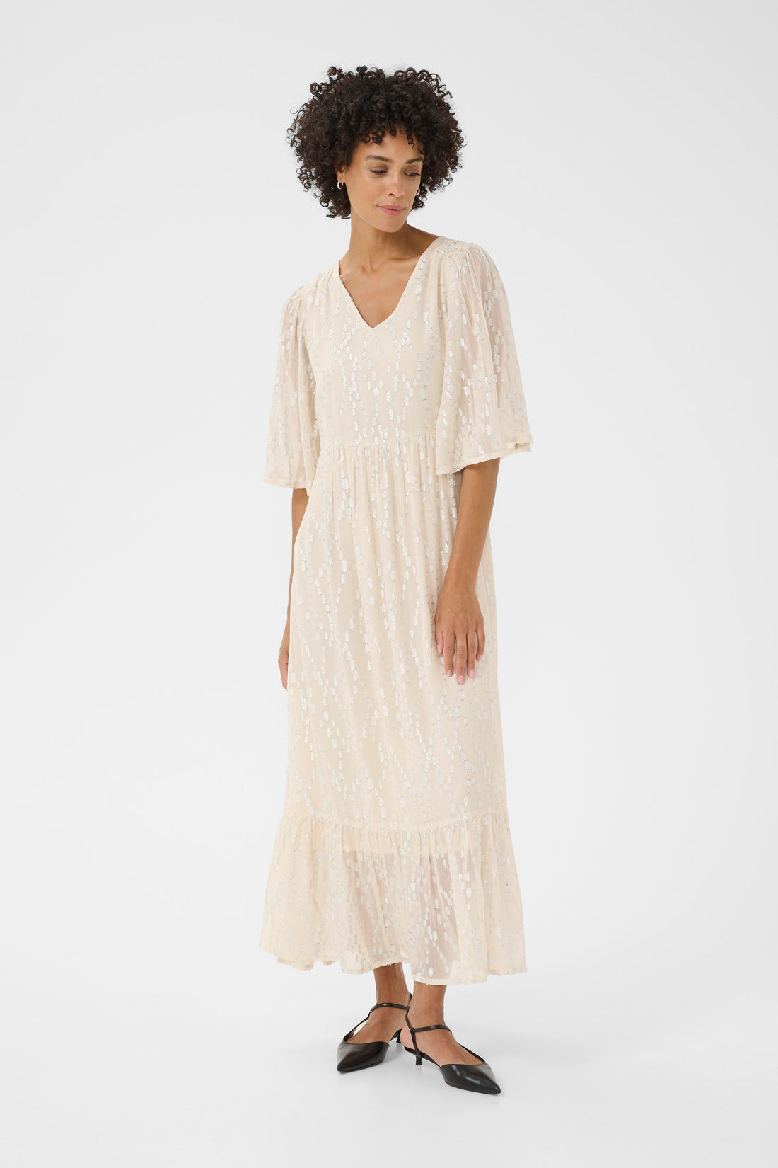 Part Two TerjaPW Dress Beige Silver Metallic