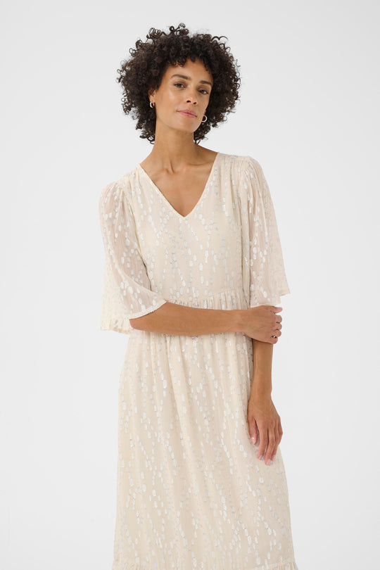 Part Two TerjaPW Dress Beige Silver Metallic