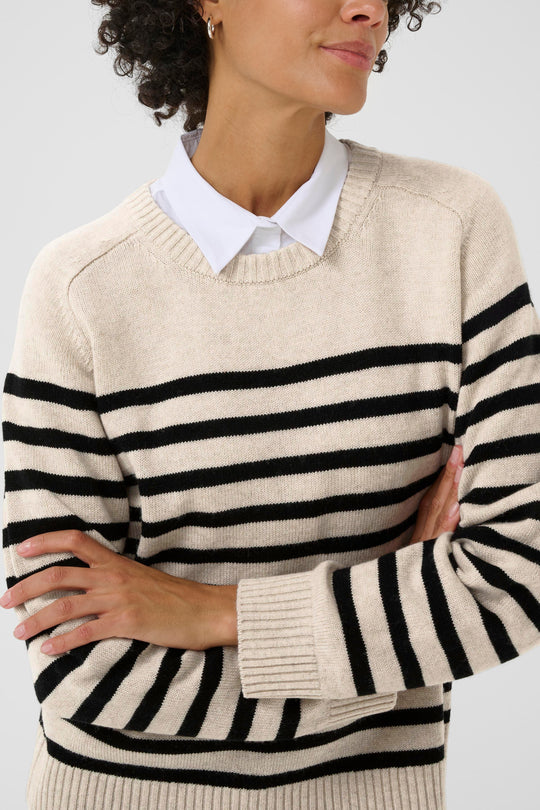 Part Two NiakaPW Pullover Black Stripe