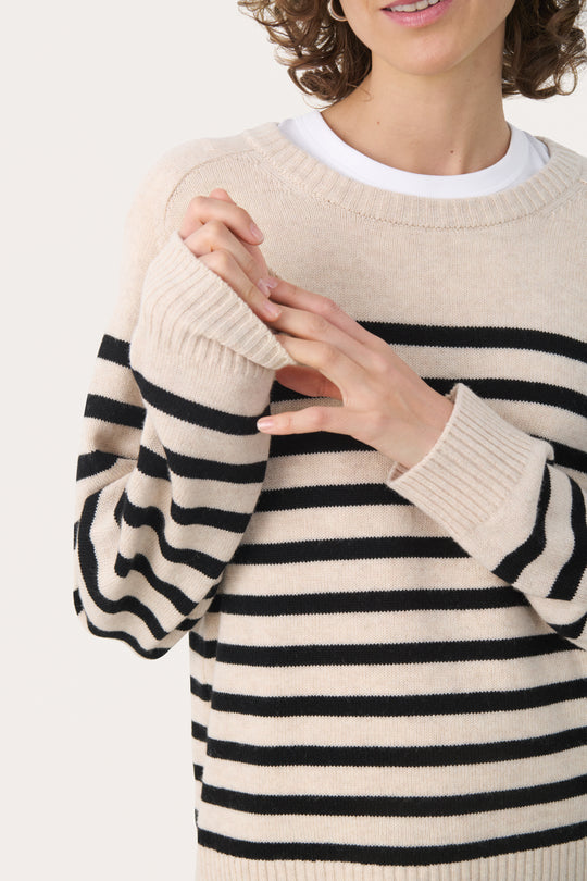 Part Two NiakaPW Pullover Black Stripe