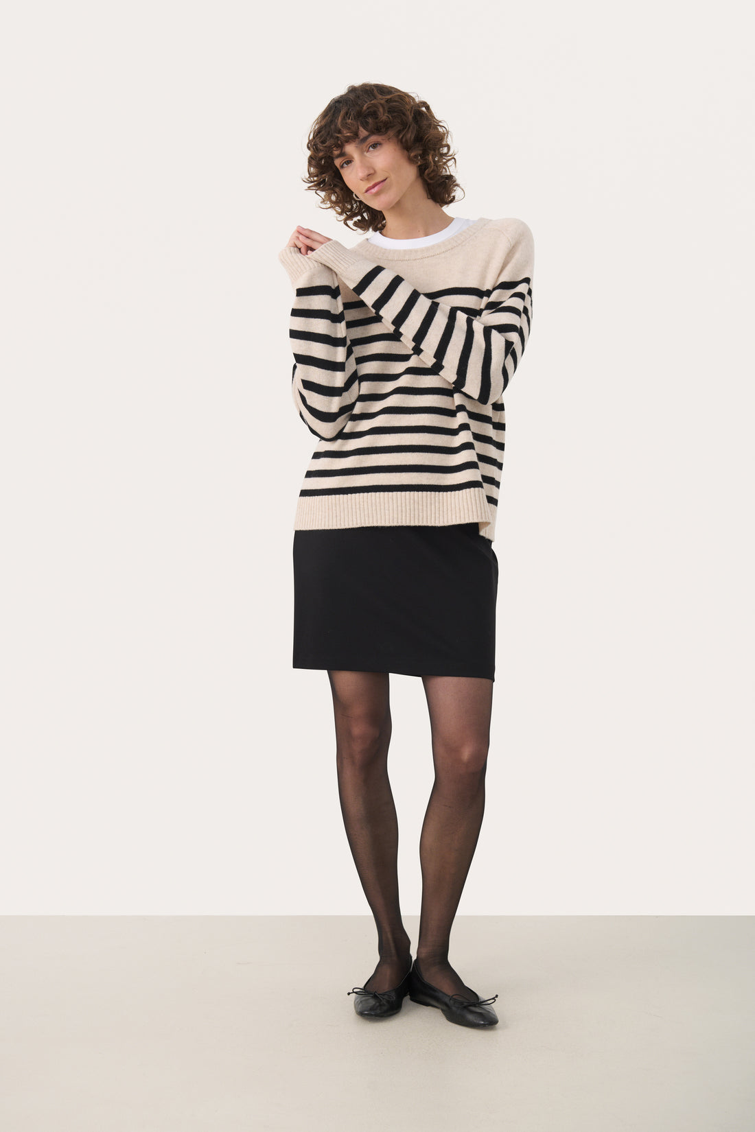 Part Two NiakaPW Pullover Black Stripe