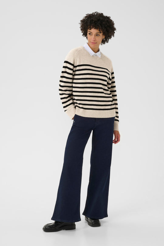 Part Two NiakaPW Pullover Black Stripe