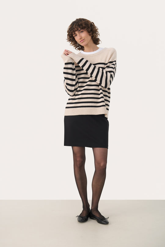 Part Two NiakaPW Pullover Black Stripe