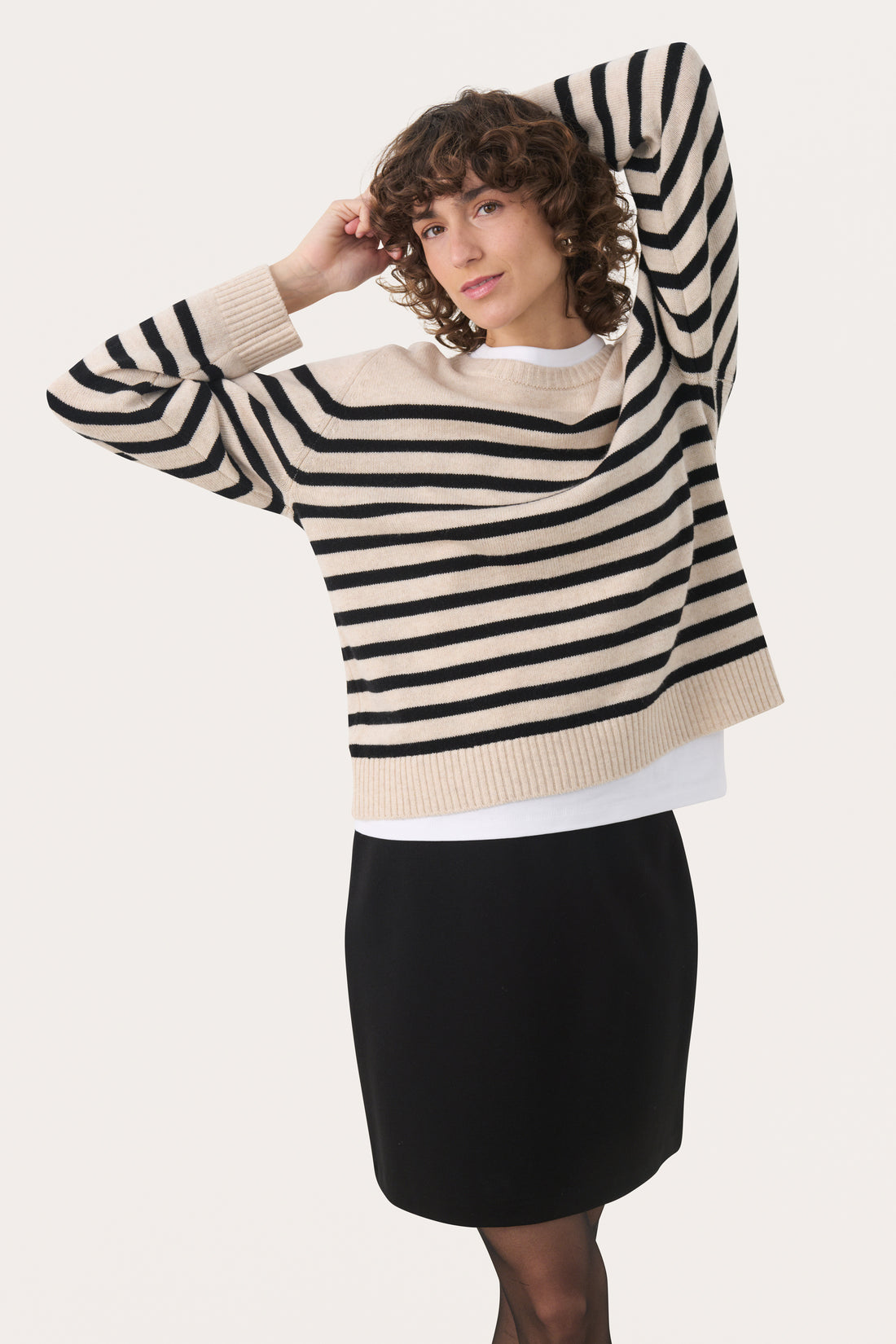 Part Two NiakaPW Pullover Black Stripe