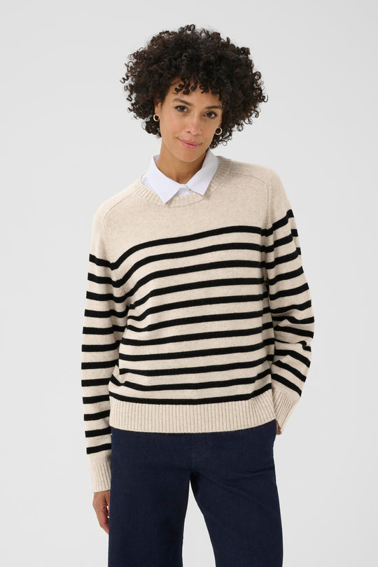 Part Two NiakaPW Pullover Black Stripe