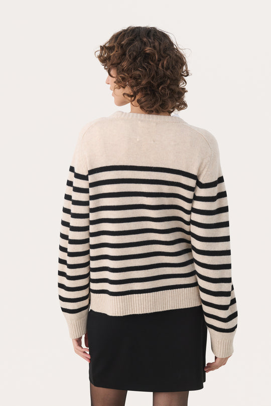 Part Two NiakaPW Pullover Black Stripe