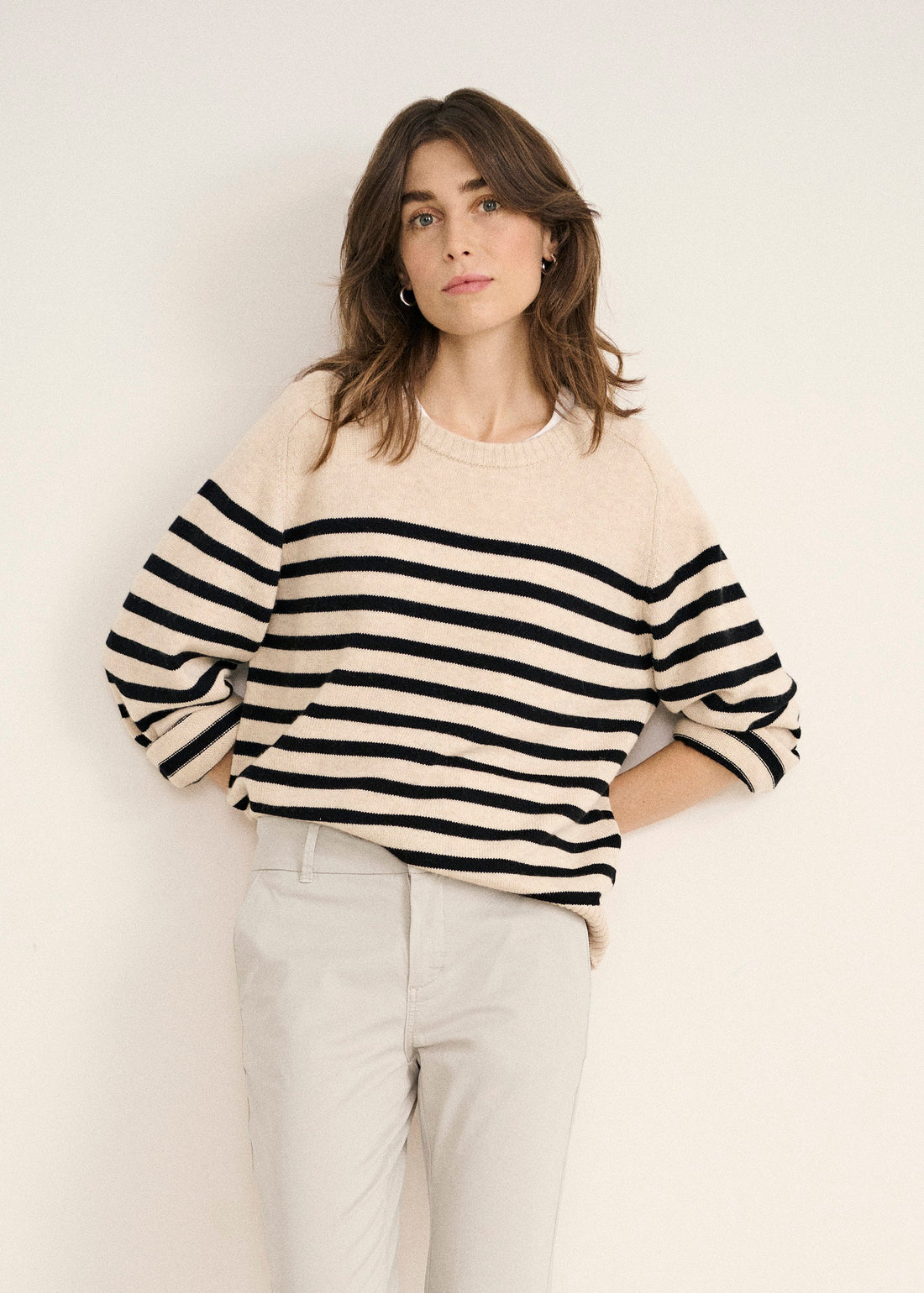 Part Two NiakaPW Pullover Black Stripe