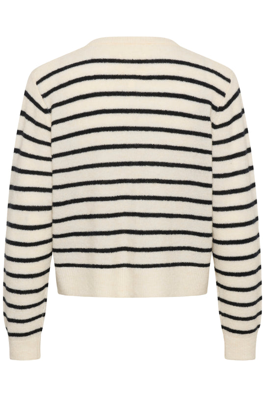 Part Two LinikaPW Cardigan Eggnog/Navy Stripe