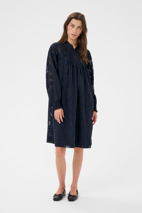 Part Two ZayaPW Dress Dark Navy Blurred Flower
