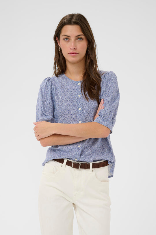 Part Two AzraPW Shirt Blue Wallpaper Print