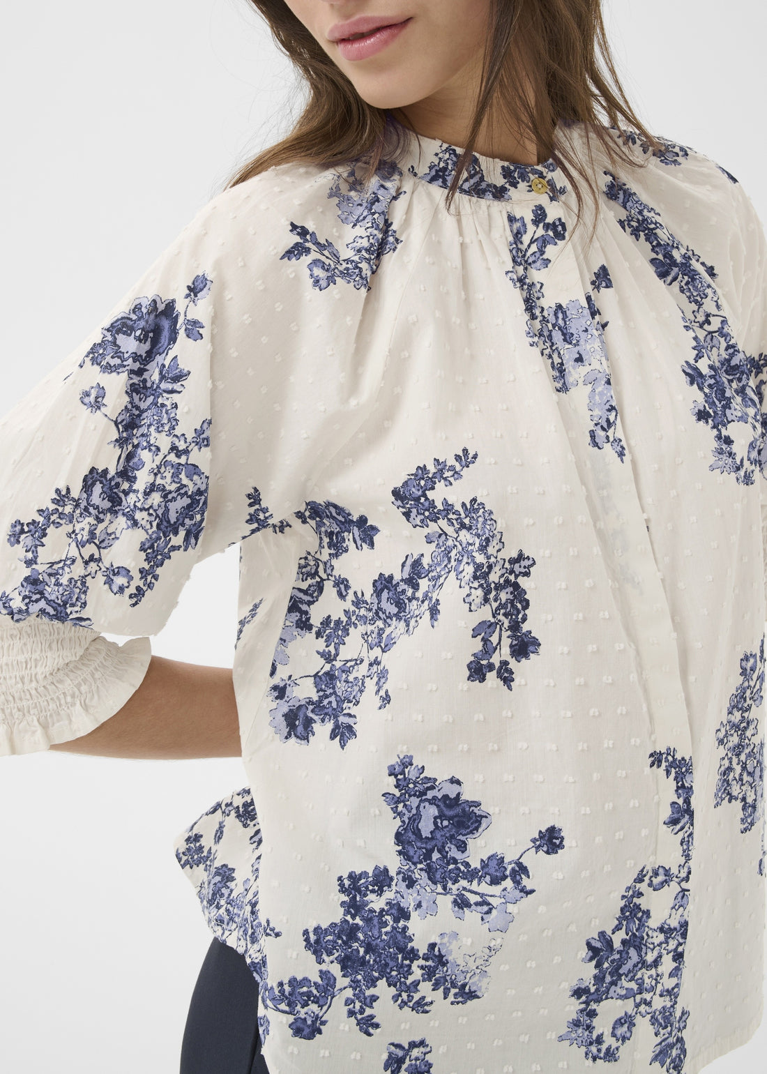 Part Two AlmerasPW Shirt Blue Shadow Flower Print
