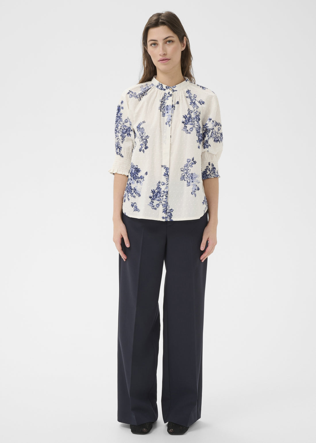 Part Two AlmerasPW Shirt Blue Shadow Flower Print
