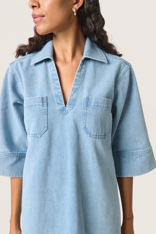Soaked SLAnnabeth Casual Dress SS Light Blue Denim