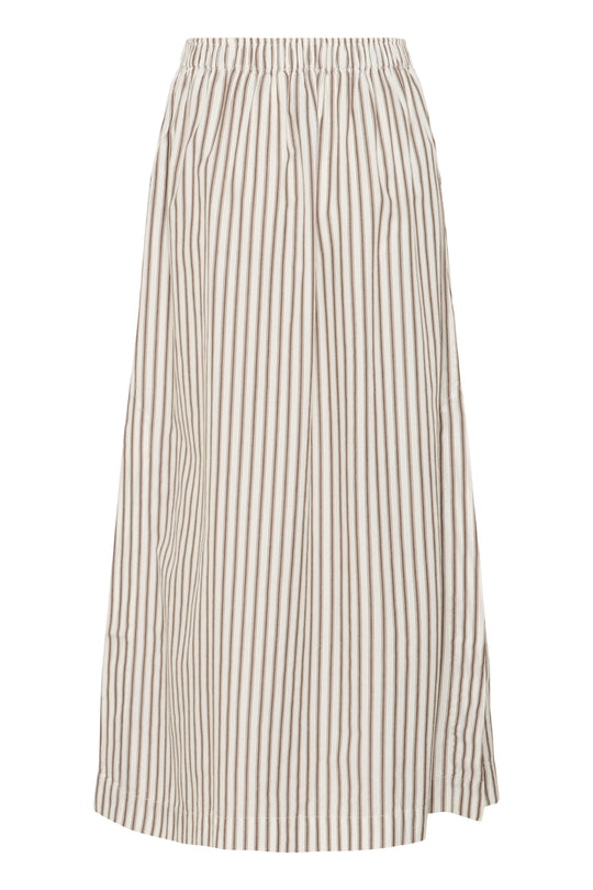 Soaked in Luxury SLMunevo Maxi Skirt, Brown and White Stripe