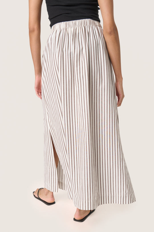 Soaked in Luxury SLMunevo Maxi Skirt, Brown and White Stripe