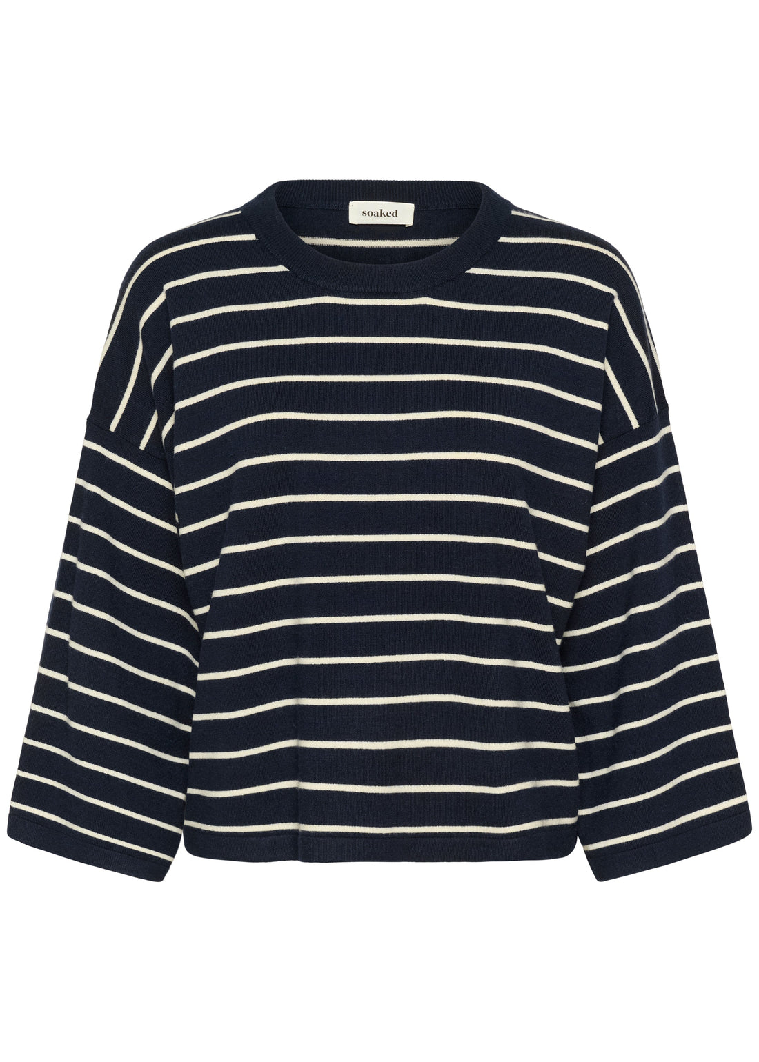 Soaked in Luxury SLSpina Boxy Pullover Cropped navy w. white stripes