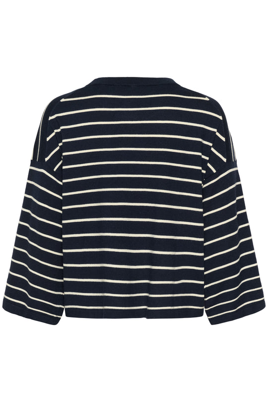 Soaked in Luxury SLSpina Boxy Pullover Cropped navy w. white stripes