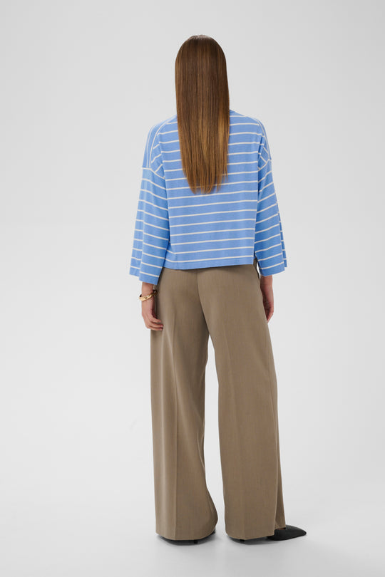Soaked in Luxury SLSpina Boxy Pullover Cropped Hydrangea w. White Stripe