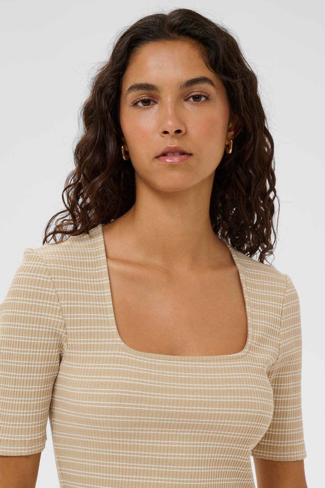 Soaked in Luxury SLSimone Striped Dress SS white pepper