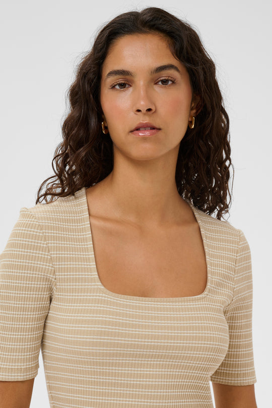 Soaked in Luxury SLSimone Striped Dress SS white pepper