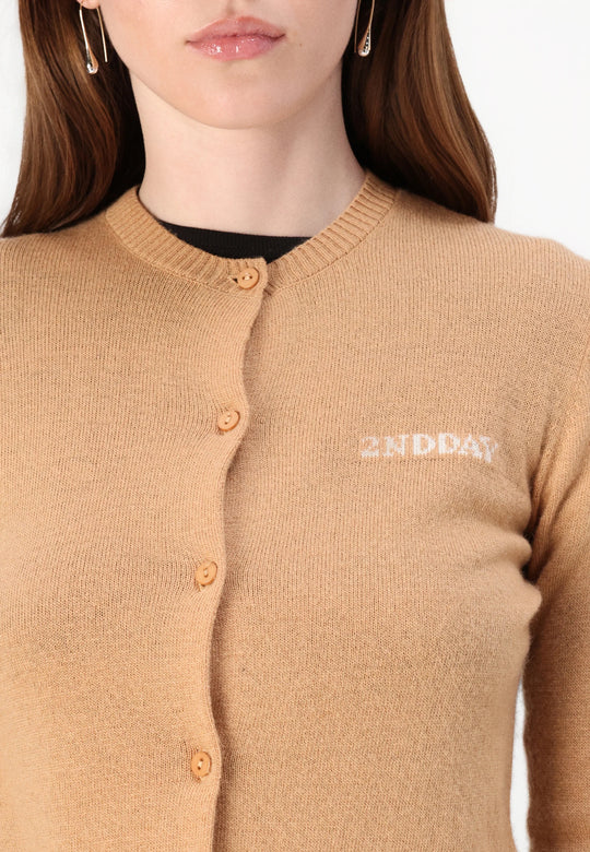 2NDDAY Vinny TT Soft Wool Blend Cardigan classic camel