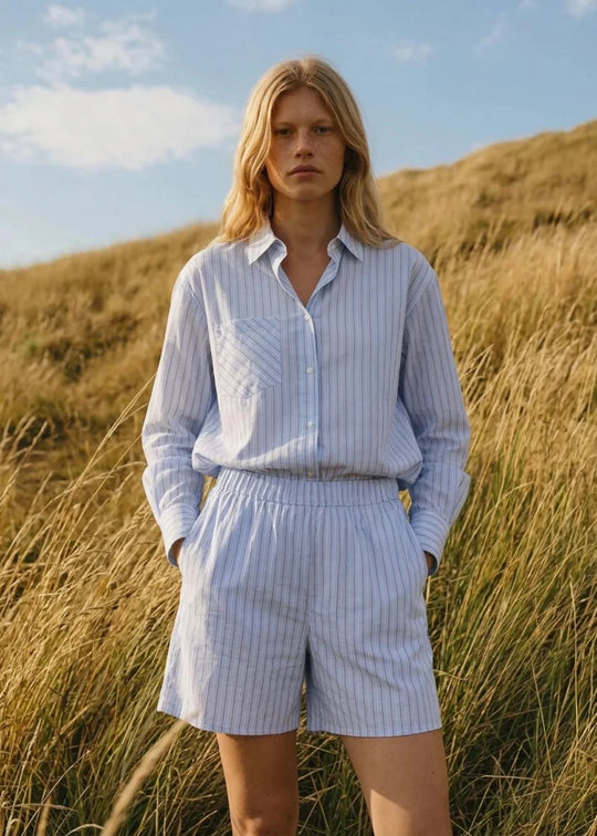 La rouge Josephine Oversize Shirt Red/Blue Stripe