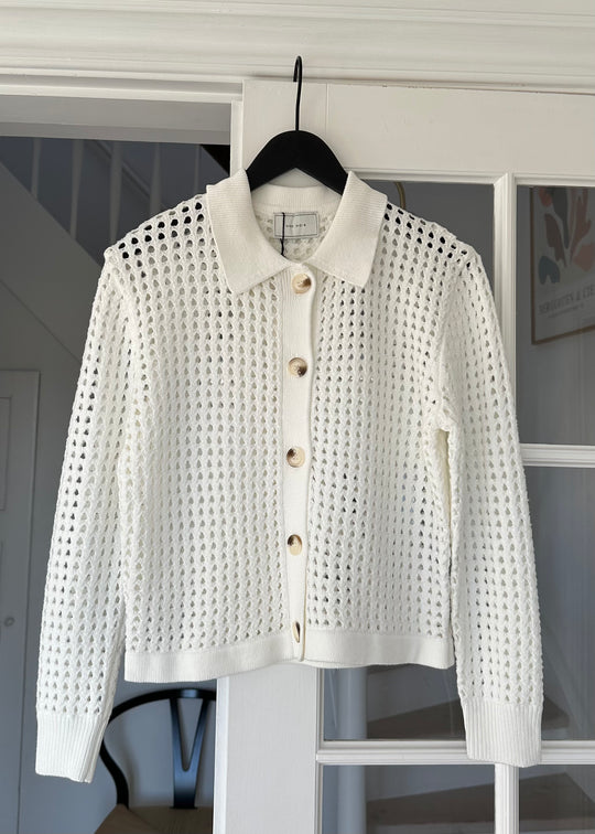 Neo Noir Laurana Crochet Cardigan Off White