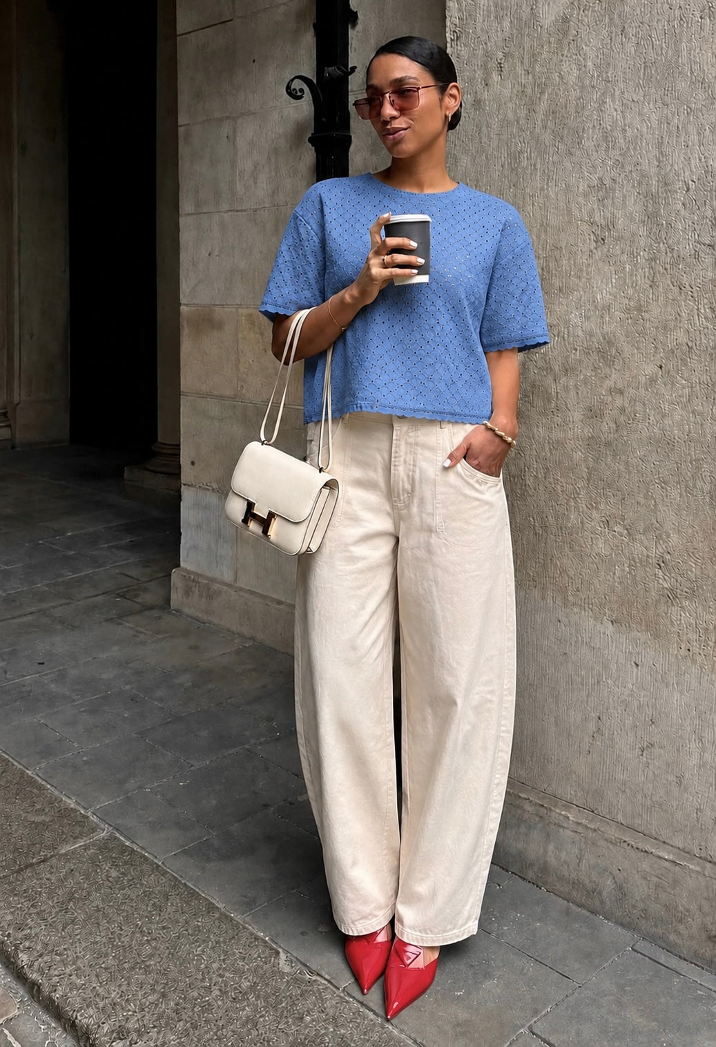Basic Apparel Adie Crop Tee Quiet harbor