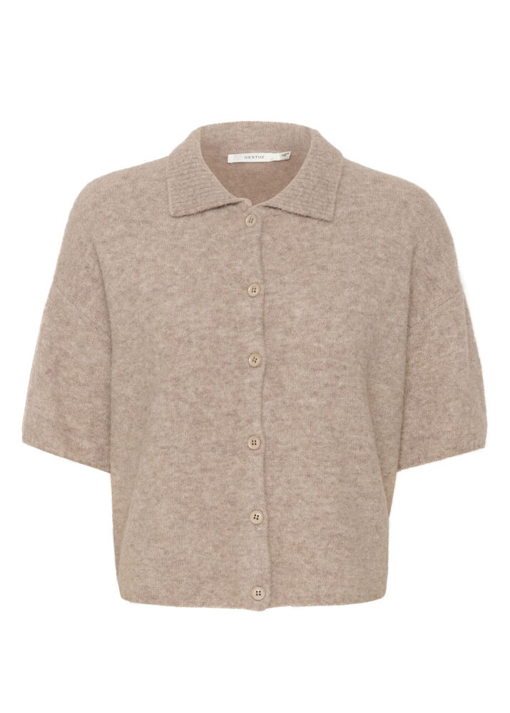 Gestuz AlphaGZ tee cardigan Warm Sand Melange