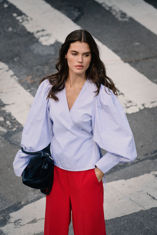 Soaked SLOriana Wrap Blouse White and blue stripes