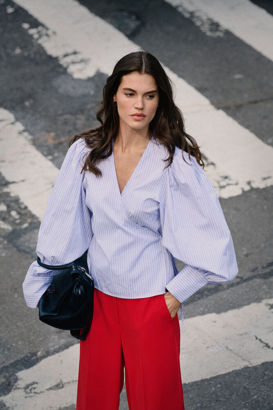 Soaked SLOriana Wrap Blouse White and blue stripes
