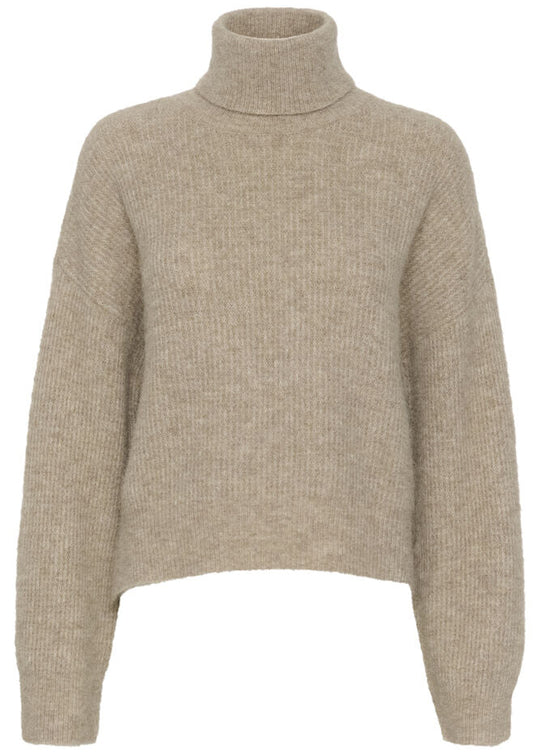 Gestuz AlphaGZ rollneck Noos Knit Pullover Warm Sand Melange