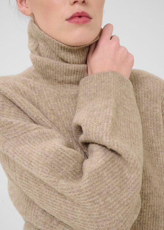 Gestuz AlphaGZ rollneck Noos Knit Pullover Warm Sand Melange