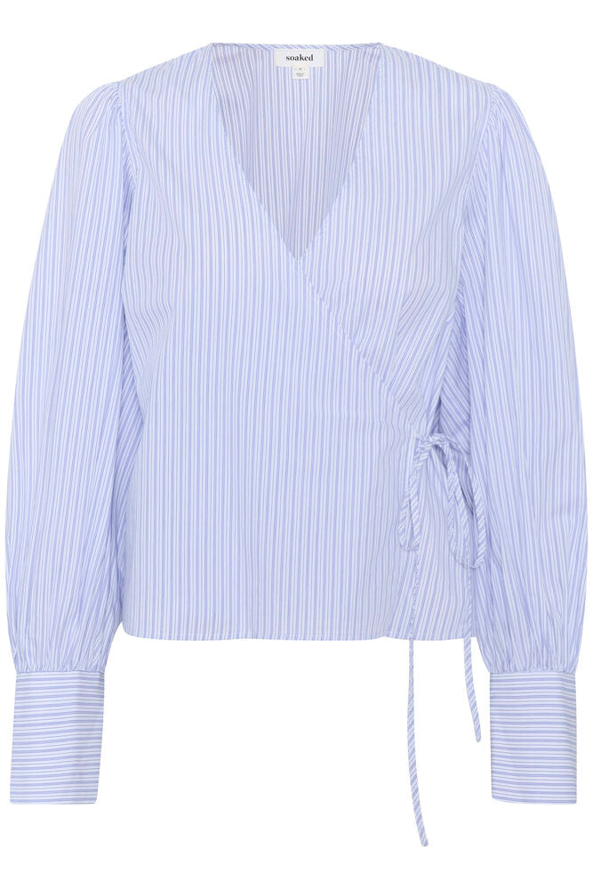 Soaked SLOriana Wrap Blouse White and blue stripes