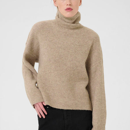 Gestuz AlphaGZ rollneck Noos Knit Pullover Warm Sand Melange