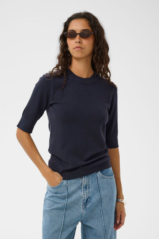 Soaked in Luxury SLSpina Knit Tee India Ink