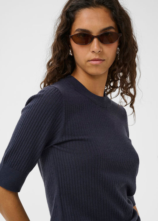 Soaked in Luxury SLSpina Knit Tee India Ink