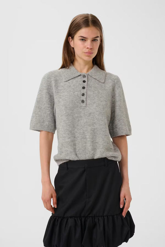 Gestuz GZalpha SS polo pullover Light Grey Melange