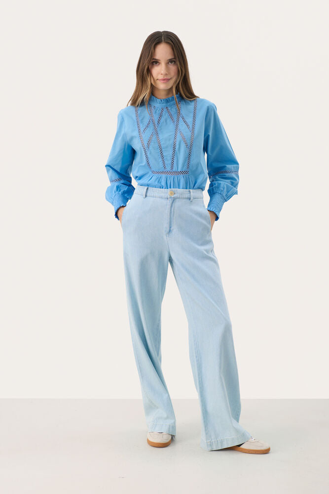 Part Two CoraliePW Pants Whiteish Blue Denim