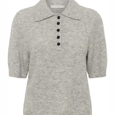 Gestuz GZalpha SS polo pullover Light Grey Melange
