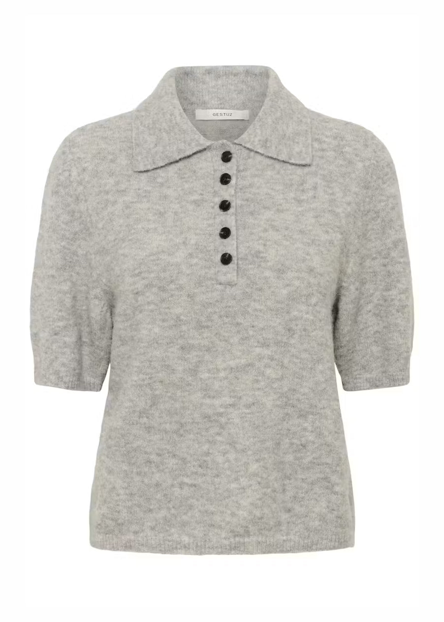 Gestuz GZalpha SS polo pullover Light Grey Melange