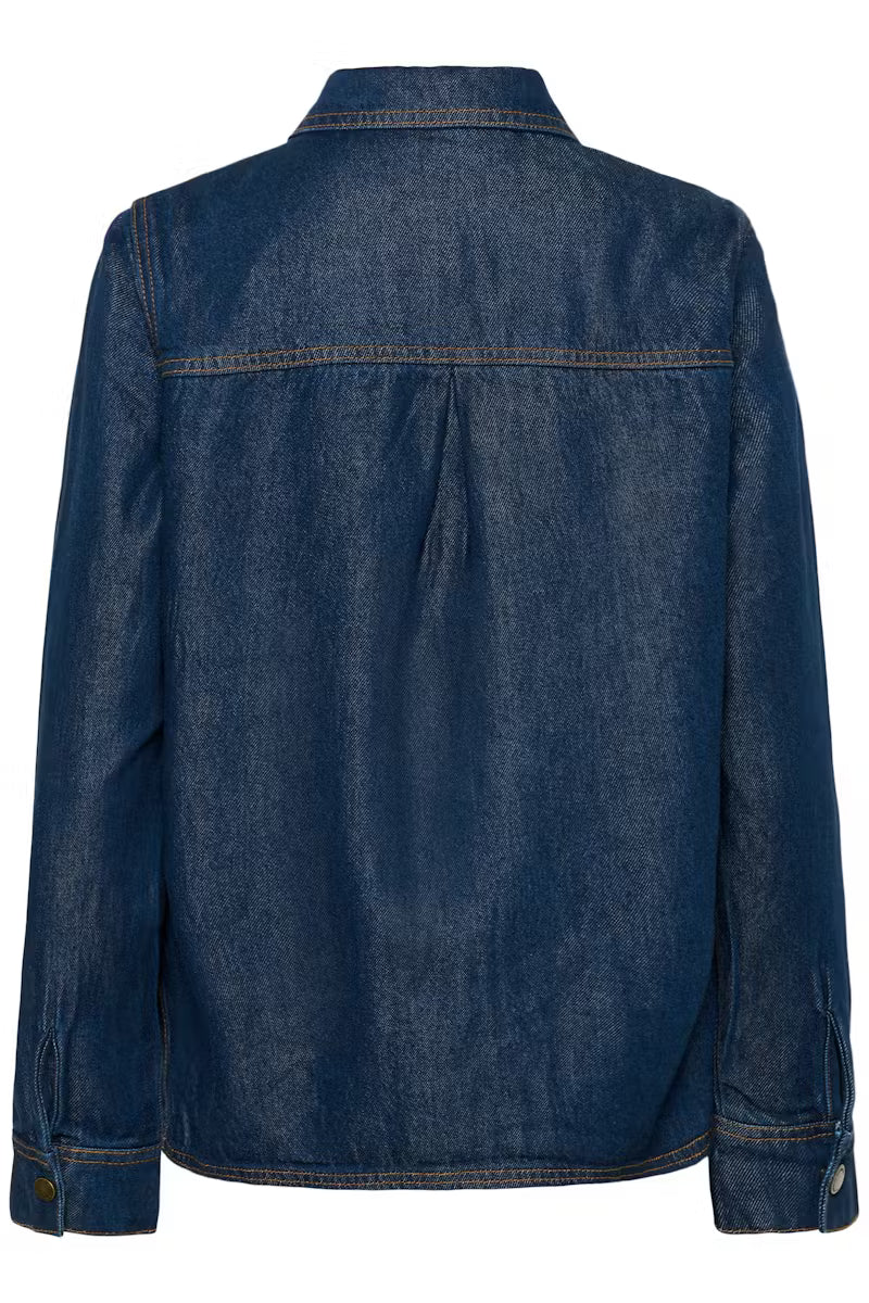 My Essential Wardrobe MWAnn 181 Boxy Shirt Dark Blue Un-Wash