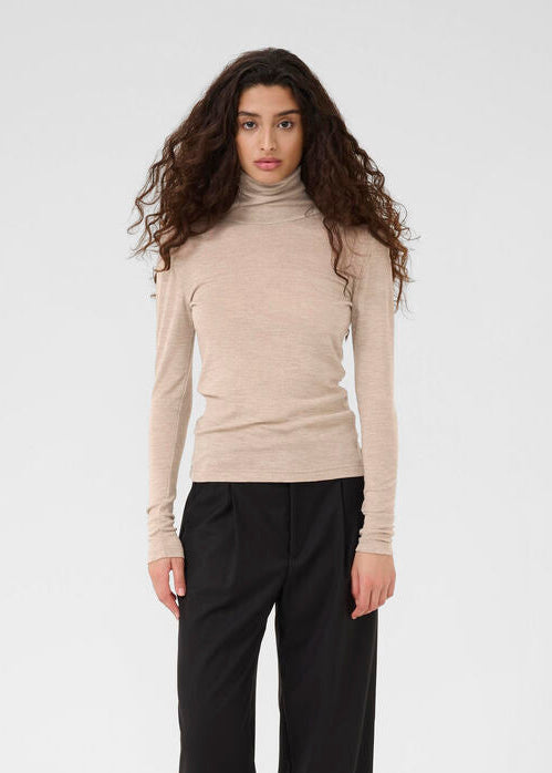Gestuz NiniaGZ wool rollneck Noos Long sleeved T-shirt Sand Melange