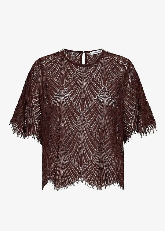 Co’Couture Leticc Lace Blouse Dark Brown