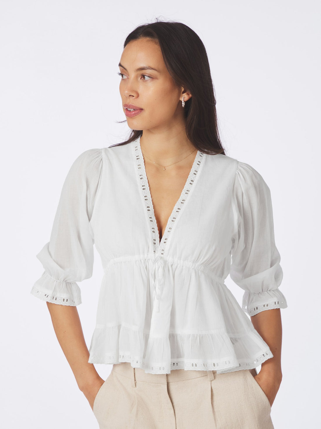 Neo Noir Adelia S Voile Blouse White