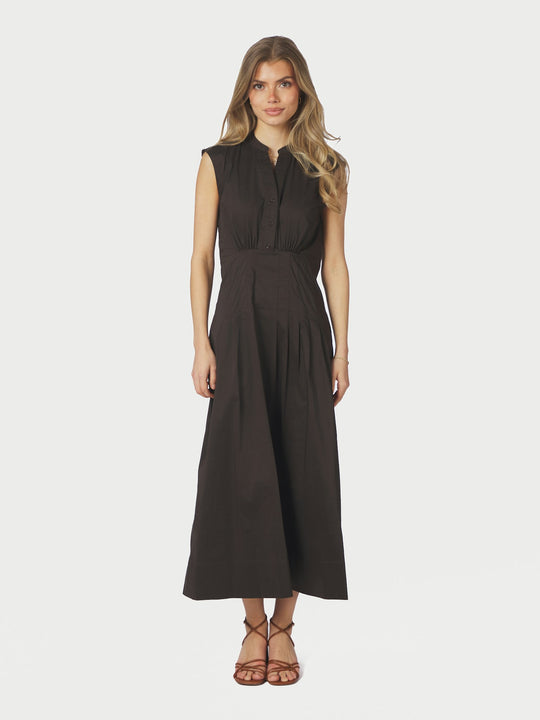 Neo Noir Irena Poplin Dress Chocolate Brown