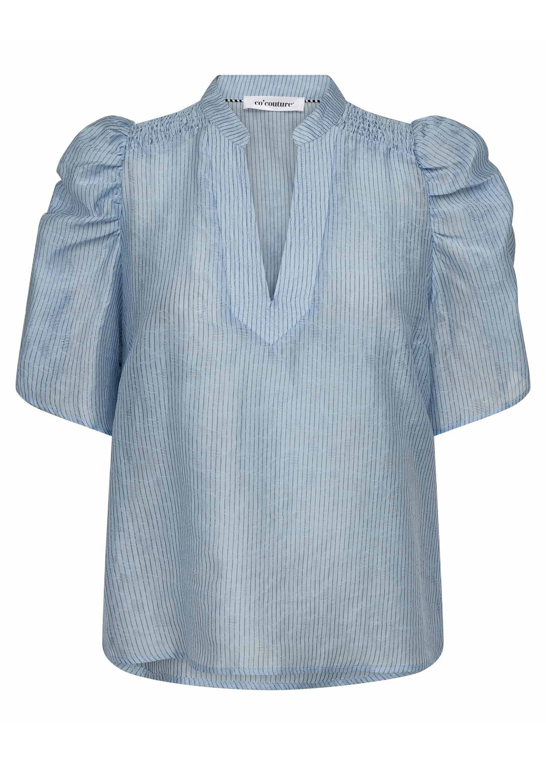 Co'Couture SisuCC SS V-Blouse Pale Blue
