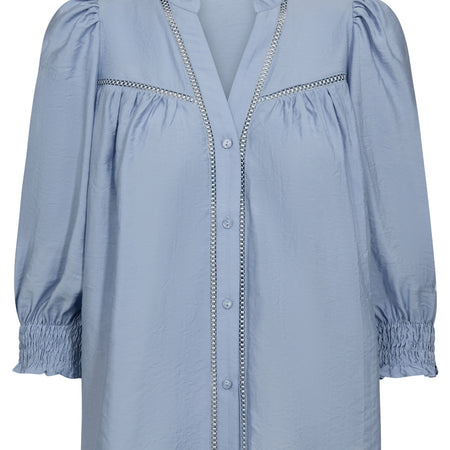 Pre-order uge 31. Co´Couture CallumCC Lace Puff V-Shirt Pale Blue