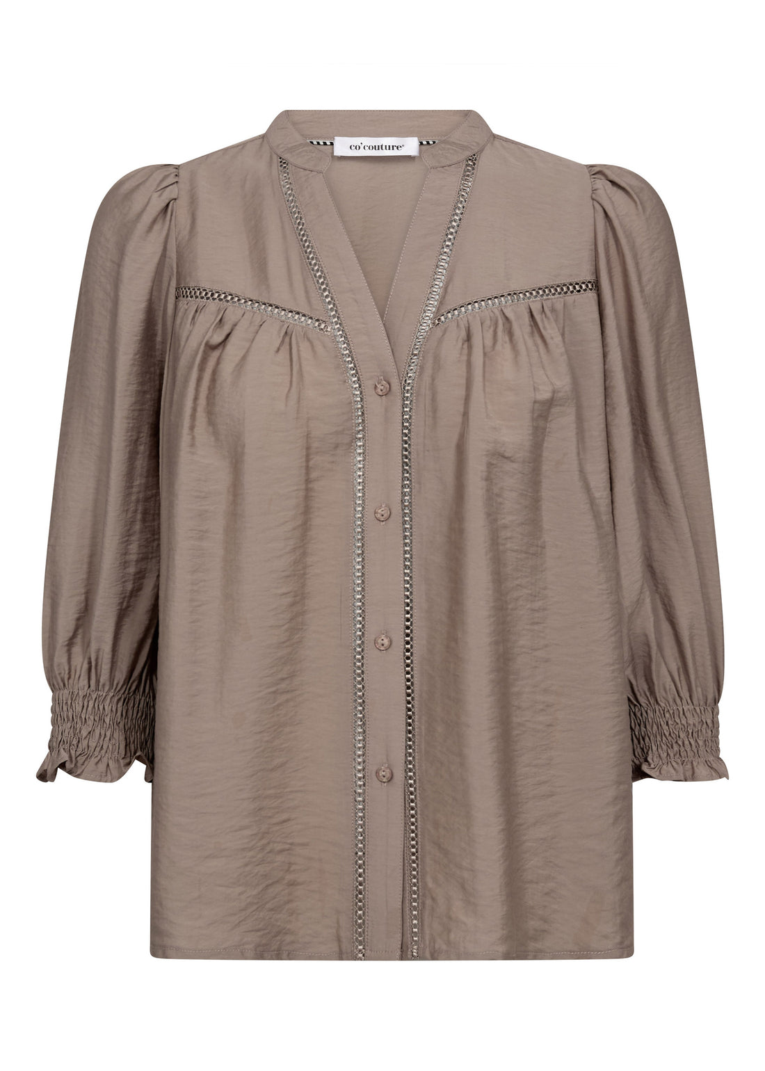Co'Couture CallumCC Lace Puff V-Shirt Taupe
