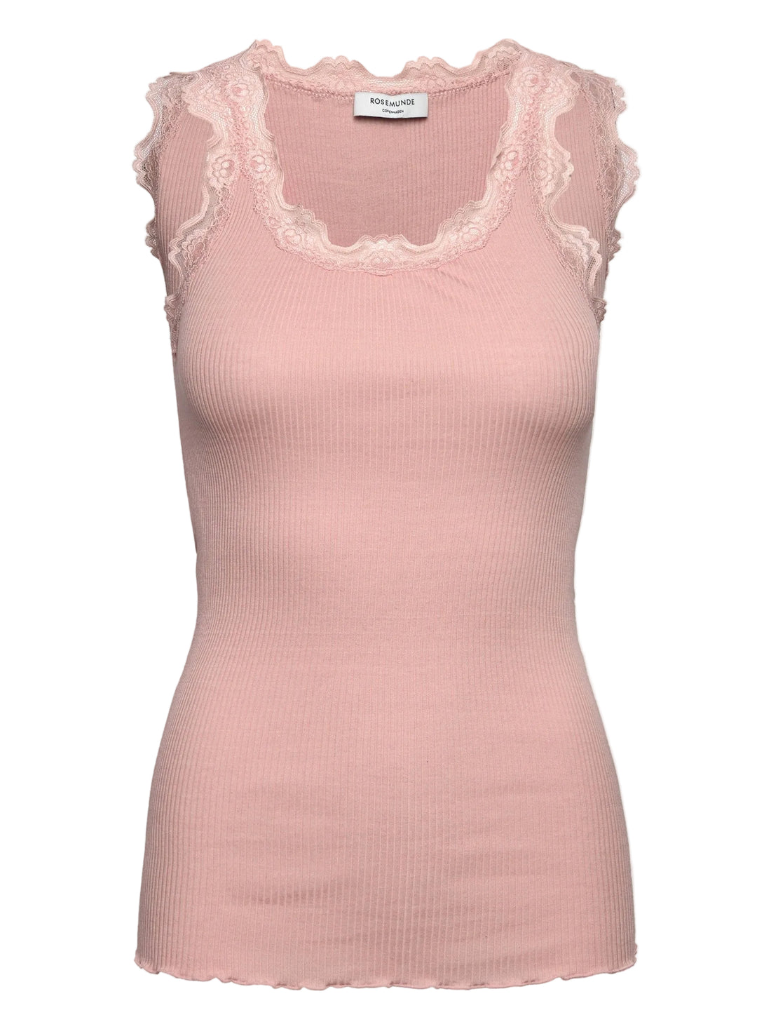 Rosemunde Babette Silk SL U-neck Long Lace Top Rose Smoke